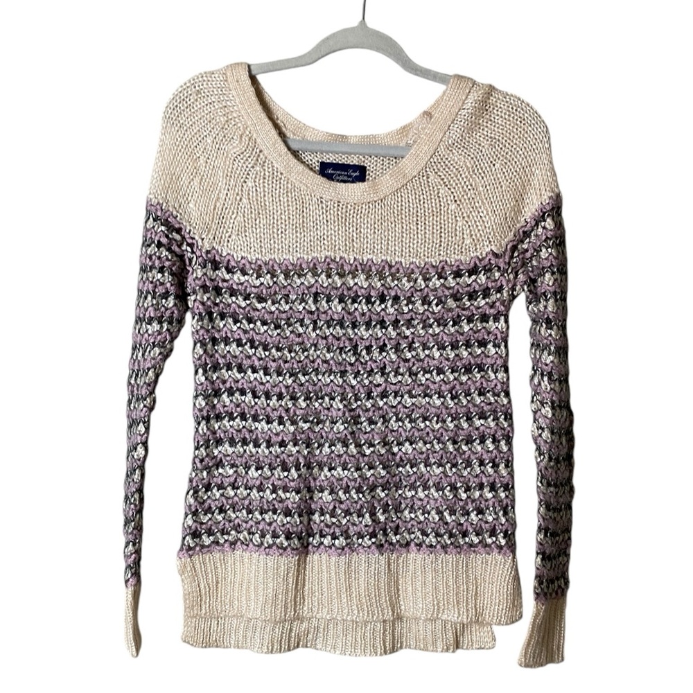 American Eagle Womens Mohair Wool Open Knit Sweater Size XS Long Sleeve